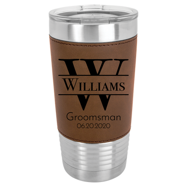Personalized 20oz Leatherette Groomsmen Tumbler Gift